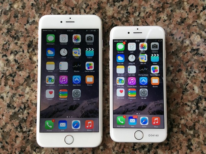 Ảnh bộ đôi iPhone 6 và iPhone 6 Plus bản thử nghiệm tại Việt Nam